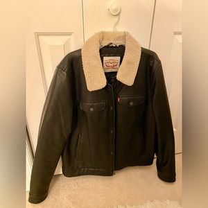 Levi’s Men’s Faux Leather Jacket with Sherpa Collar | Size Large (No Tags)